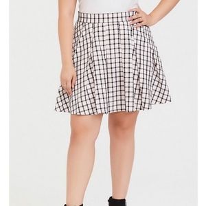 Torrid Black & Pink plaid twill skater skirt